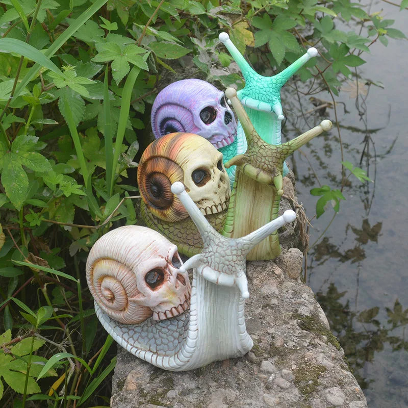 Skull Snail Statue